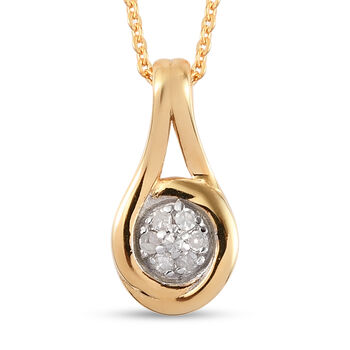 Diamant Anh&auml;nger mit Silberkette 50 cm 925 Silber 585 Gelb Vergoldet ca. 0,10 ct