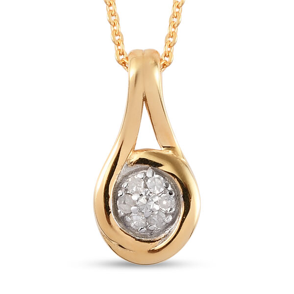 Diamant Anh&auml;nger mit Silberkette 50 cm 925 Silber 585 Gelb Vergoldet ca. 0,10 ct