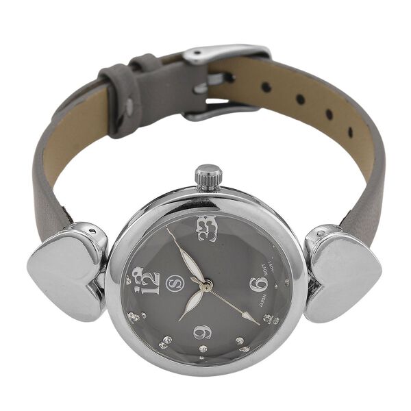 STRADA Uhr mit PC21S Japan-Uhrwerk, Edelstahl-Mesh-Armband, Graufarben mit Kristallzifferblatt,, Grau image number 5