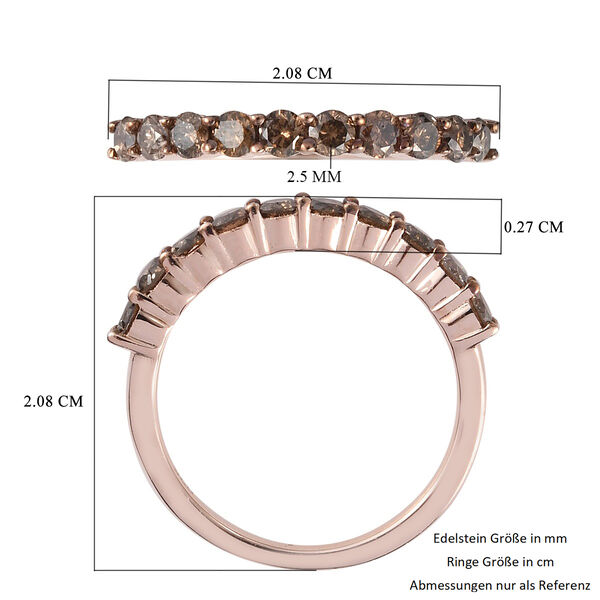Champagner Diamant Half Eternity Ring 925 Silber Rose Gold Vermeil image number 7