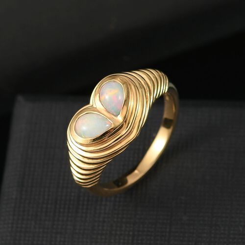 D’joy AA Natürlicher, äthiopischer Welo Opal Ring 925 Silber vergoldet (Größe 17.00) ca. 0,53 ct image number 1