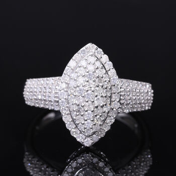 Wei&szlig;er Diamant Ring 925 Silber platiniert (Gr&ouml;&szlig;e 19.00), marquise,  ca. 1.00 ct