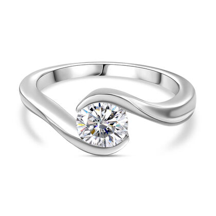 Moissanit Solit&auml;r Ring, 925 Silber platiniert (Gr&ouml;&szlig;e 20.00) ca. 0.76 ct