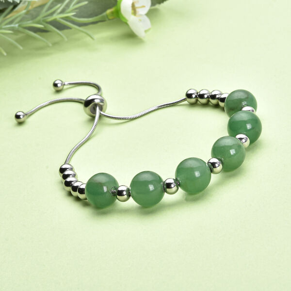 Gr&uuml;nes Aventurin-Armband, ca. 15.25 cm, reiner Edelstahl ca. 53,00 ct image number 2