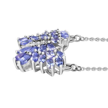 Tansanit und Zirkon Halskette, 45 cm - 2,22 ct.