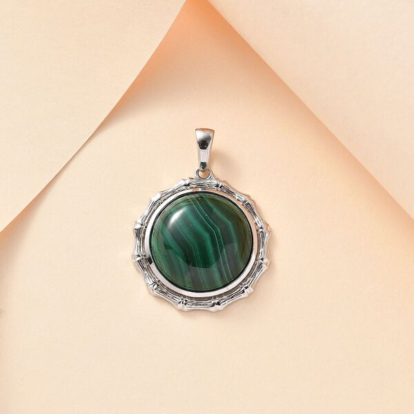 Malachit Anh&auml;nger 925 Silber platiniert ca. 13.84 ct image number 1