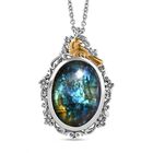 Labradorit Anhänger mit Kette, 925 Silber bicolor, ca. 18.00 ct