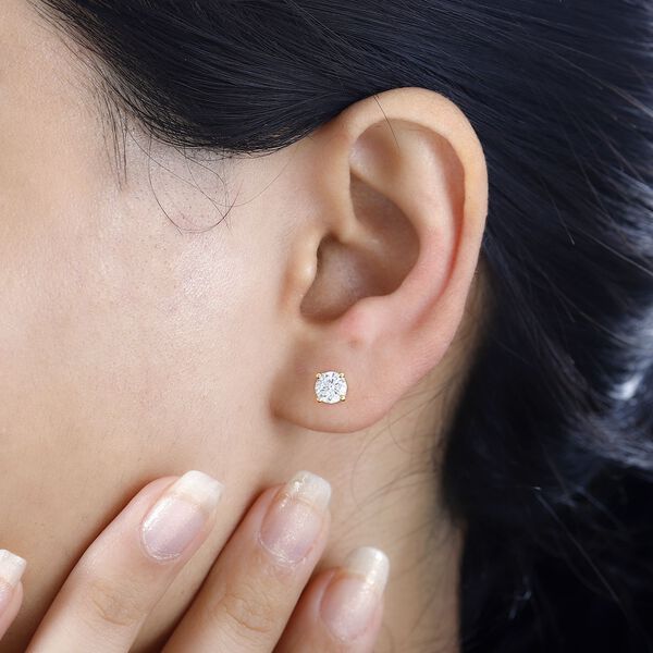 Moissanit Ohrringe 925 Silber 750 Gelbgold Vermeil ca. 0.88 ct image number 3