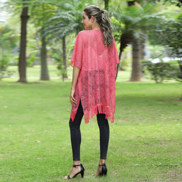 JOVIE Spitze Cardigan mit Quaste, Einheitsgr&ouml;&szlig;e, rosa image number 1