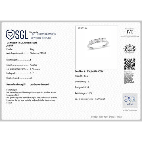 LUXURIANT DIAMOND - Lab Grown Diamant VS Ring 950 Platin (Größe 17.00) ca. 1.05 ct image number 8