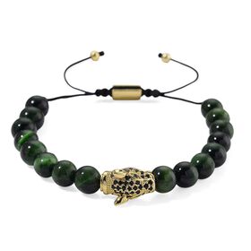 Tigerauge, Grüner Zirkonia Armband, Flexibles, Messing Standard