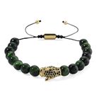 Tigerauge, Grüner Zirkonia Armband, Flexibles, Messing Standard