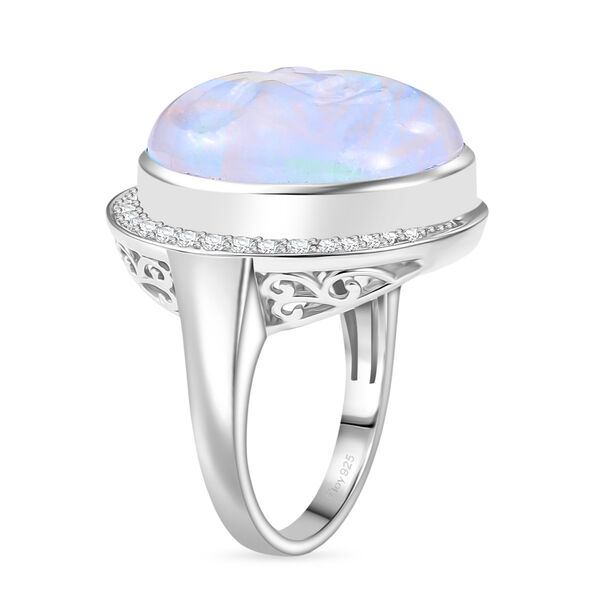 D'Joy AAA Regenbogen Mondstein und Zirkon Ring und Anh&auml;nger mit 50cm Kette image number 11