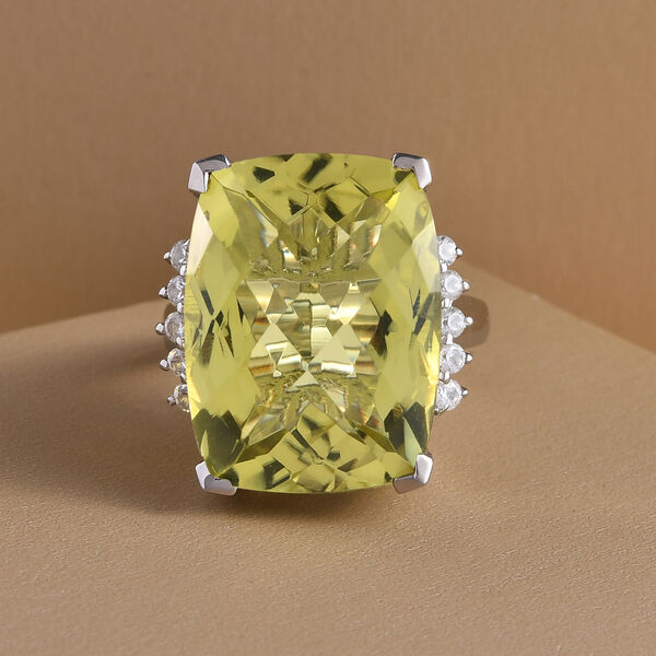Ouro Verde-Quarz und Zirkon Ring 925 Silber platiniert  ca. 20,54 ct image number 2