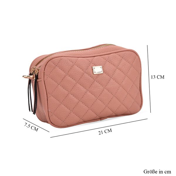 Crossbody-Tasche in Stepp-Optik mit abnehmbarem ethnischem Gurt, 21x13x7,5cm, Rosa image number 7