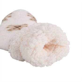 Kuschelige Sherpa-Socken mit Teddy-B&auml;r-Motiv, Teddy Wei&szlig;