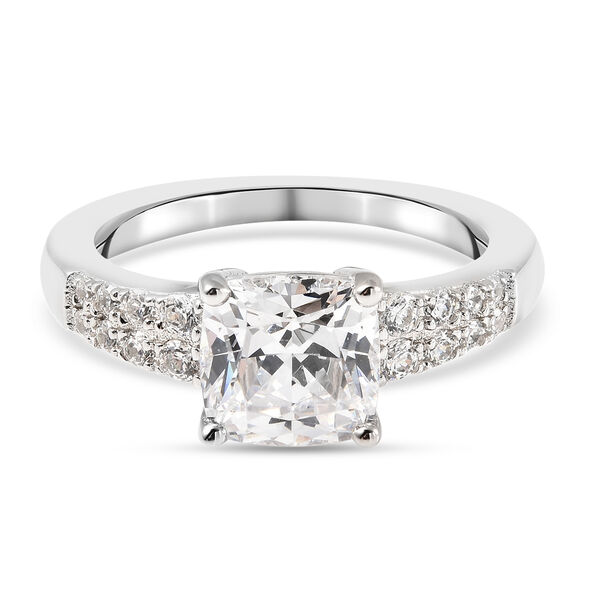 LUSTRO STELLA Hergestellt mit ZIRKONIA Halo Ring 925 Silber Rhodium-&Uuml;berzug (Gr&ouml;&szlig;e 16.00) ca. 5,17 ct