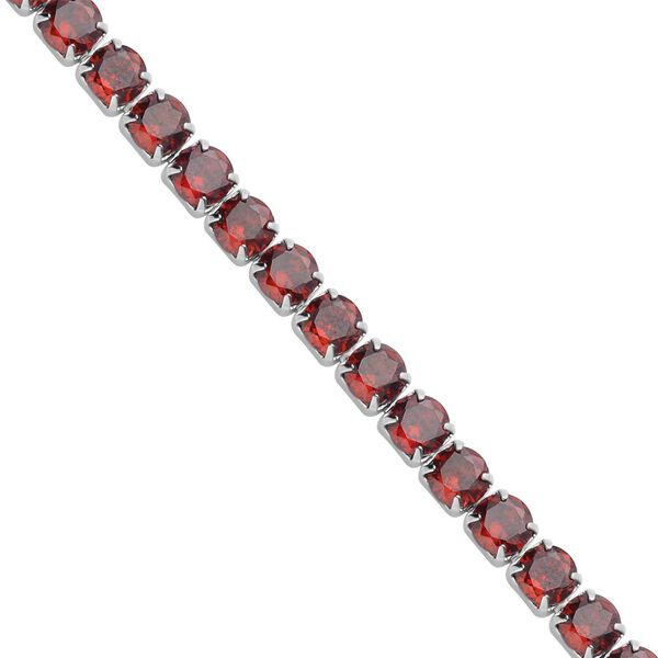 Rote Zirkonia Halskette, ca. 38 cm, Edelstahl ca. 45.00 ct image number 4