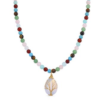 Opalit, Mehrfarbig Edelsteine Halskette ca. 45 cm+ 5 cm, Std Gelb ca. 230.00 ct