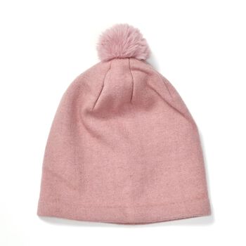 LA MAREY 2er-Set Kaschmir M&uuml;tzen und Handschuhen mit Mikropl&uuml;sch-Futter, Rosa