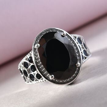 Elite Shungit Ring 925 Silber platiniert  ca. 3,63 ct