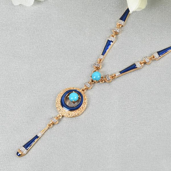 Nat&uuml;rliche Sleeping Beauty T&uuml;rkis emaillierte Halskette in Silber image number 2