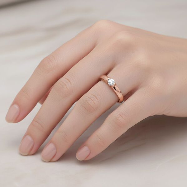 LUXURIANT VS-EF Labor Diamant Ring, 925 Silber 750 Ros&eacute;gold Vermeil - 0,20 ct. image number 2