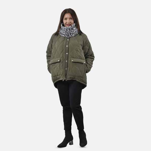 2 in 1 Infinity Schal und M&uuml;tze, Grau Leopardmuster image number 7