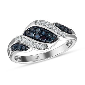 Blauer und wei&szlig;er Diamant-Ring - 0,33 ct.