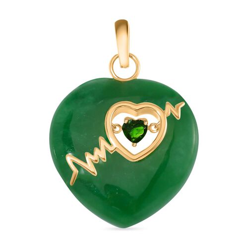 Grüne Jade, Natürlicher Chromdiopsid Anhänger 925 Silber Gelbgold Vermeil ca. 36,00 ct image number 0