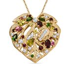Mosambik Granat, Peridot Schmuckset ca. 50 cm 925 Silber 750 Gelbgold Vermeil ca. 2,82 ct.