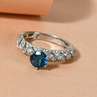 London Blau Topas und Zirkon Ring 925 Silber platiniert  ca. 1,70 ct image number 1