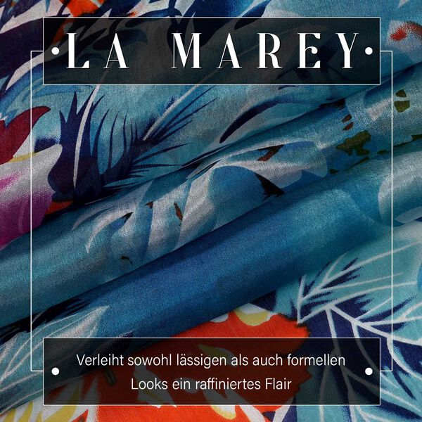 LA MAREY - 100% Maulbeeren-Seidenschal, Chiffon, 110x180cm, Blau und rot image number 2