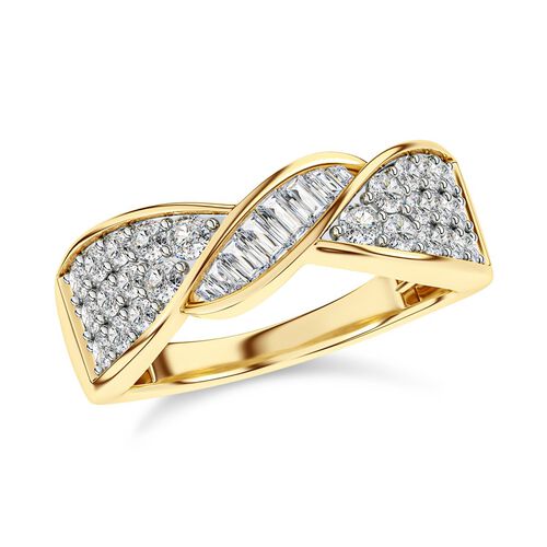 LUXURIANT DIAMOND - Lab Grown Diamant SI-GH SGL zertifiziert Ring, 925 Silber 750 Gelbgold Vermeil (Größe 17.00) ca. 1,00 ct image number 3