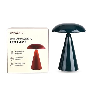 LIVMORE 2-in-1 Magnetische, wiederaufladbare LED-Tisch- und Wandleuchte, 15,5x15,5x21cm, Dunkelgr&uuml;n
