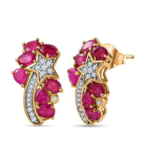 GP Celestial Dream Kollektion- afrikanische Rubin, Zirkon und Saphir-Ohrringe - 4,07 ct.