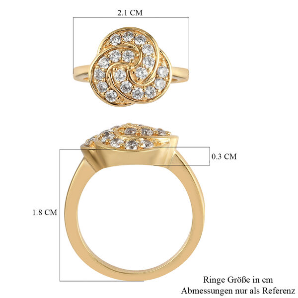 Zirkonia Ring Messing Ionenbeschichtetes Gelbgold Platin  ca. 1,08 ct image number 7