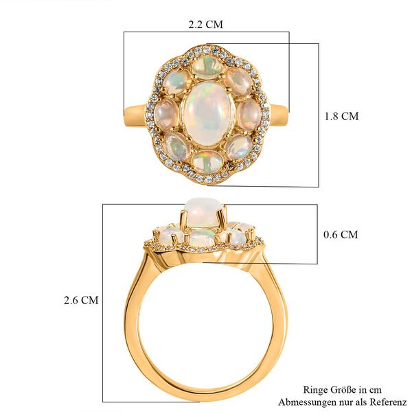 AA Natürlicher, äthiopischer Welo Opal und Zirkon-Ring - 2,11 ct. image number 7