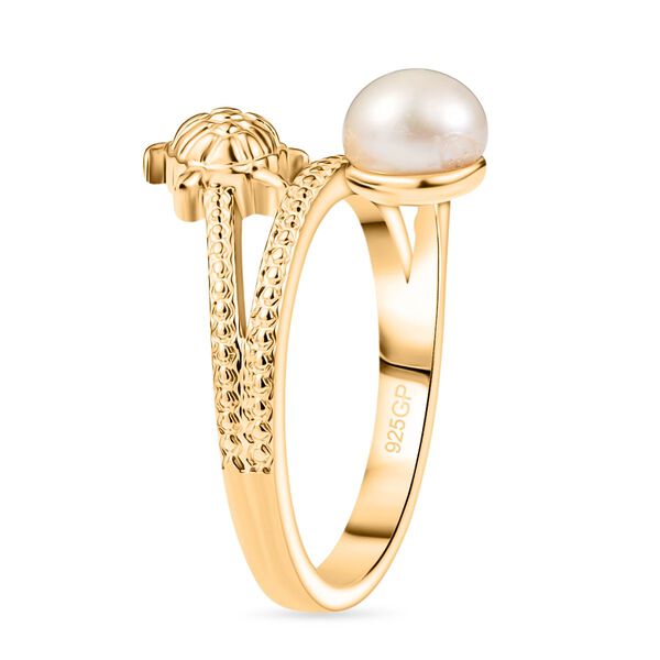 GP Trionfo Kollektion - Süßwasser Perle, Kanchanaburi Blauer Saphir Ring 925 Silber 750 Gelb Vergoldet (Größe 17.00) image number 6