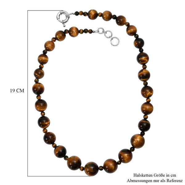 Tigerauge Halskette ca. 50 cm Nickelfreies Messing platiniert ca. 515.00 ct image number 6