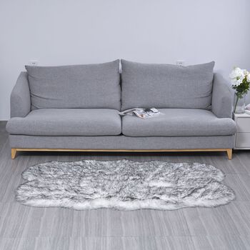 Seidenweicher, gewebter Kunstfellteppich, 180x100 cm, wei&szlig;