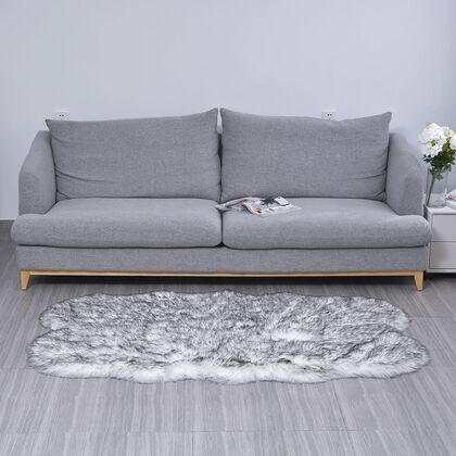 Seidenweicher, gewebter Kunstfellteppich, 180x100 cm, wei&szlig;