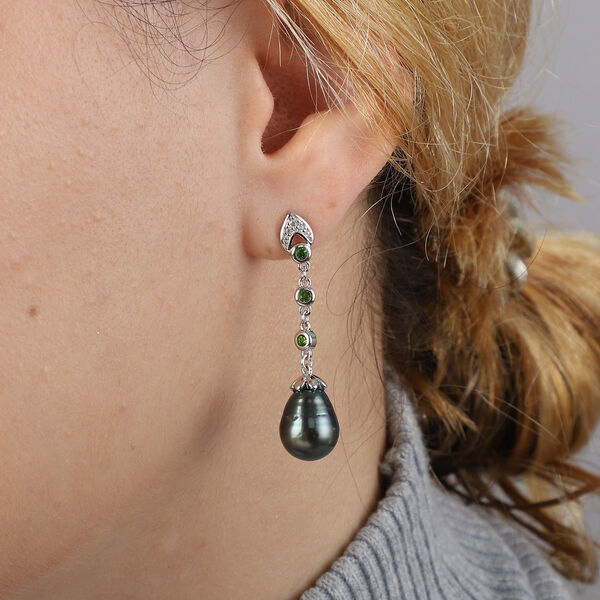 Tahiti Perle und Mehrfarbig Edelstein Ohrh&auml;nger 925 Silber rhodiniert&nbsp; image number 3