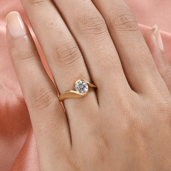 LUSTRO STELLA Hergestellt mit ZIRKONIA Solitär Ring 925 Silber 585 Vergoldet (Größe 16.00) ca. 1,63 ct image number 3