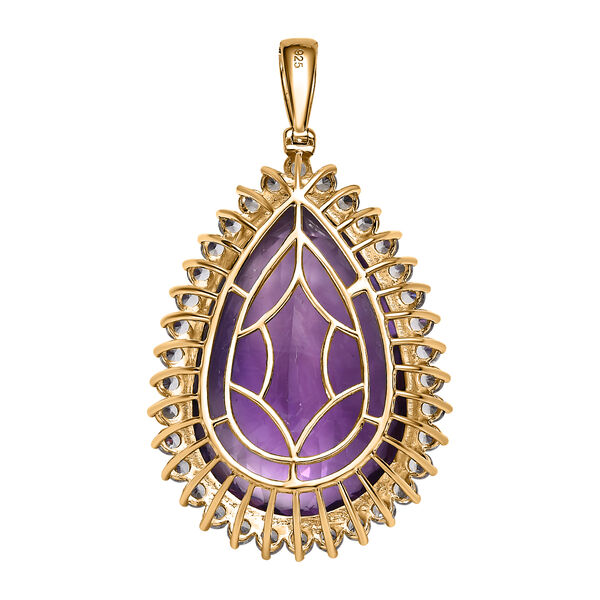 Afrikanischer Amethyst, wei&szlig;er Zirkon Anh&auml;nger, 925 Silber Gelbgold Vermeil ca. 78.36 ct image number 4