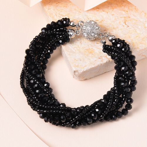 Schwarzes und weißes Kristall-Armband, 19cm - 62,50 ct. image number 1