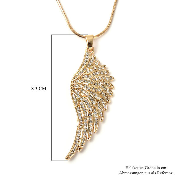 Weißer Kristall-Anhänger mit Kette, 71+5 cm, goldfarben image number 6