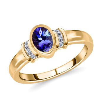AAA Tansanit und Zirkon Ring - 0,88 ct.