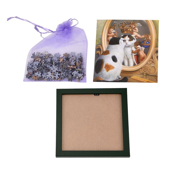 LIVMORE DIY Bilderrahmen Puzzle Bastelset, 169 Teile, Katzen Motiv, 18,1x13x18,1cm, Beige image number 6