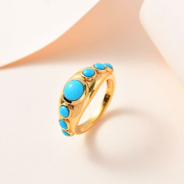 Amerikanischer, nat&uuml;rlicher Sleeping Beauty T&uuml;rkis Ring, 925 Silber vergoldet (Gr&ouml;&szlig;e 16.00) ca. 1.52 ct image number 2